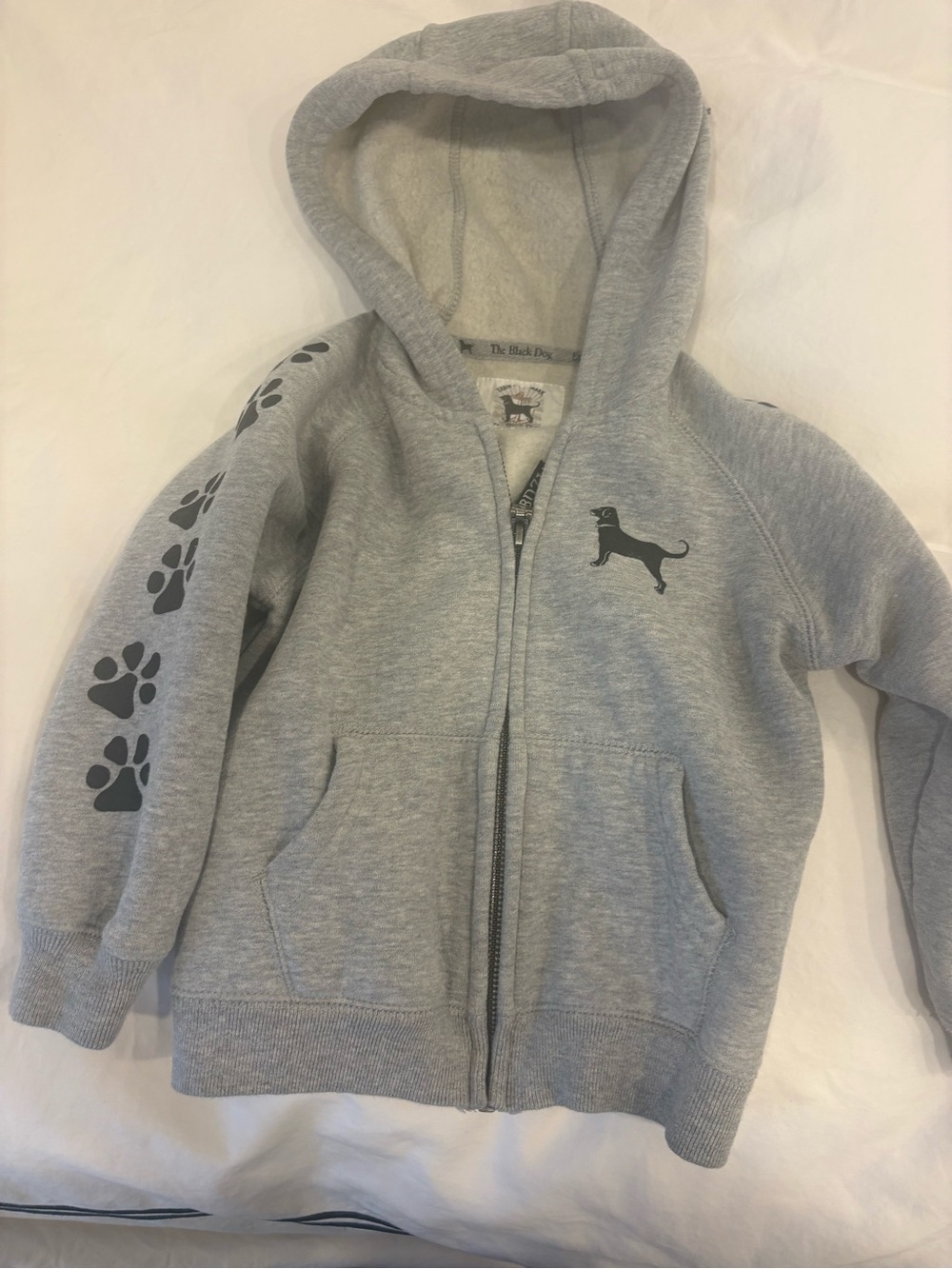 The Black Dog Kids' Gray Hooded Zip Sweatshirt with Paw Print